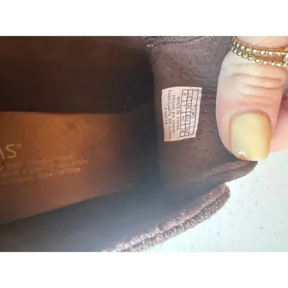 TOMS Desert Wedge Chocolate Brown Suede Size 9 - Picture 4 of 5